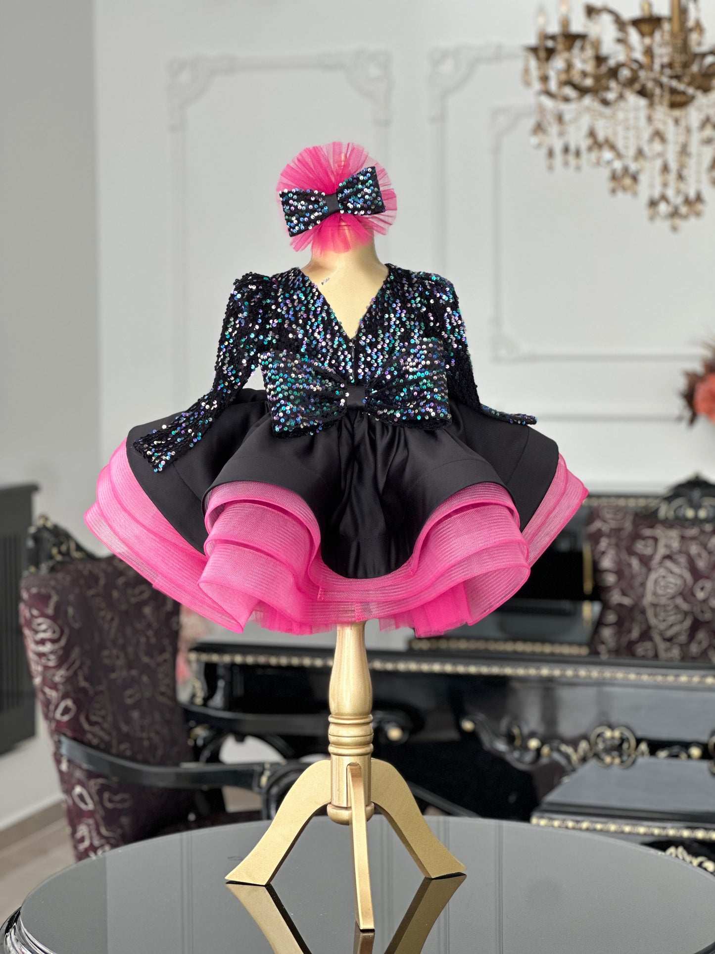 Shiny Pullu Kadife Abiye Elbise