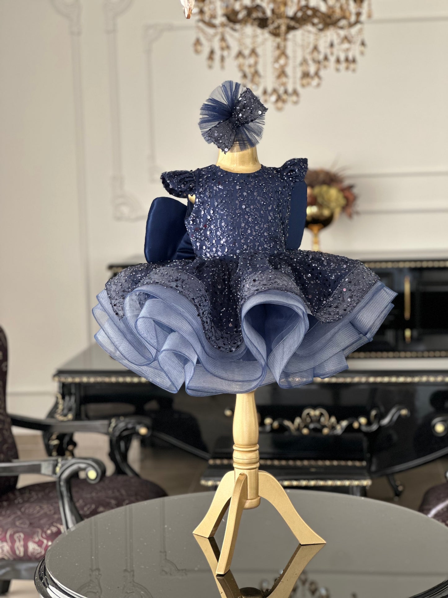 Shiny Lacivert Kelebek Elbise