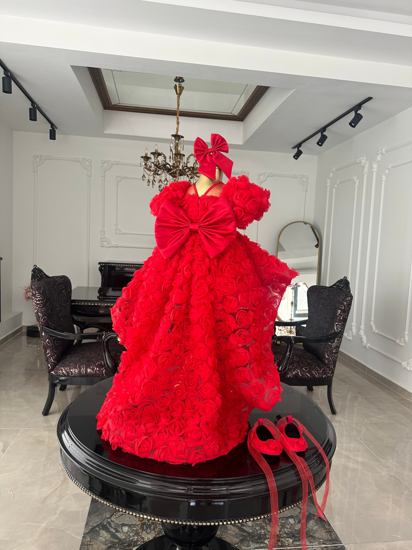 Rose Kırmızı Kuyruklu Abiye Elbise