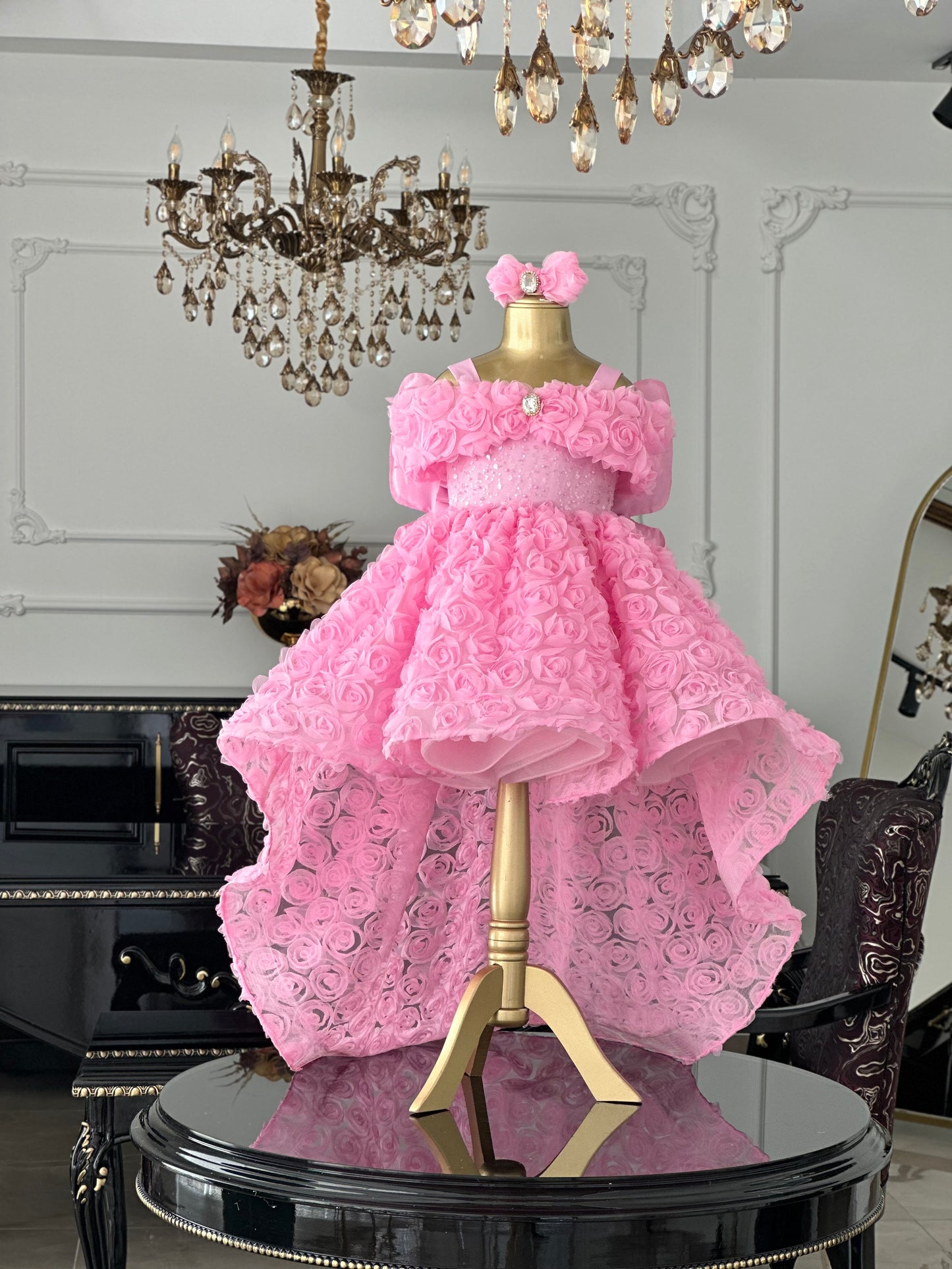 Rose Kuyruklu Şeker Pembe Elizabeth Kelebek Elbise