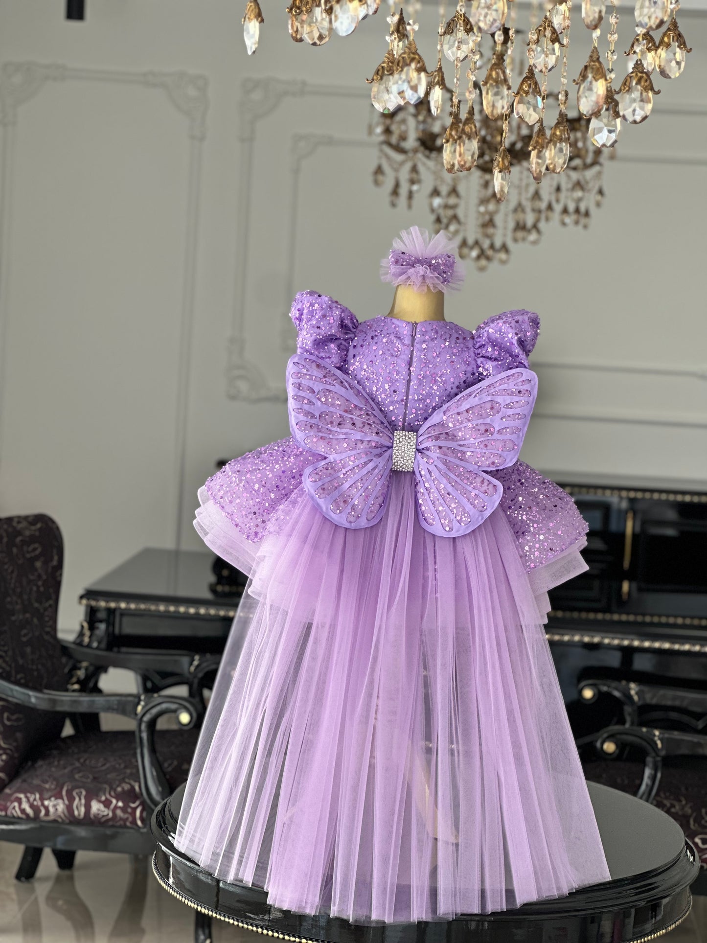 Shiny Lila Kelebek Elbise