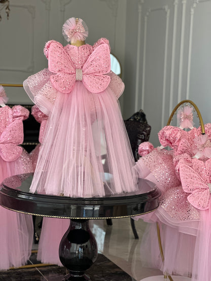 Shiny Tatlı Pembe Kelebek Elbise