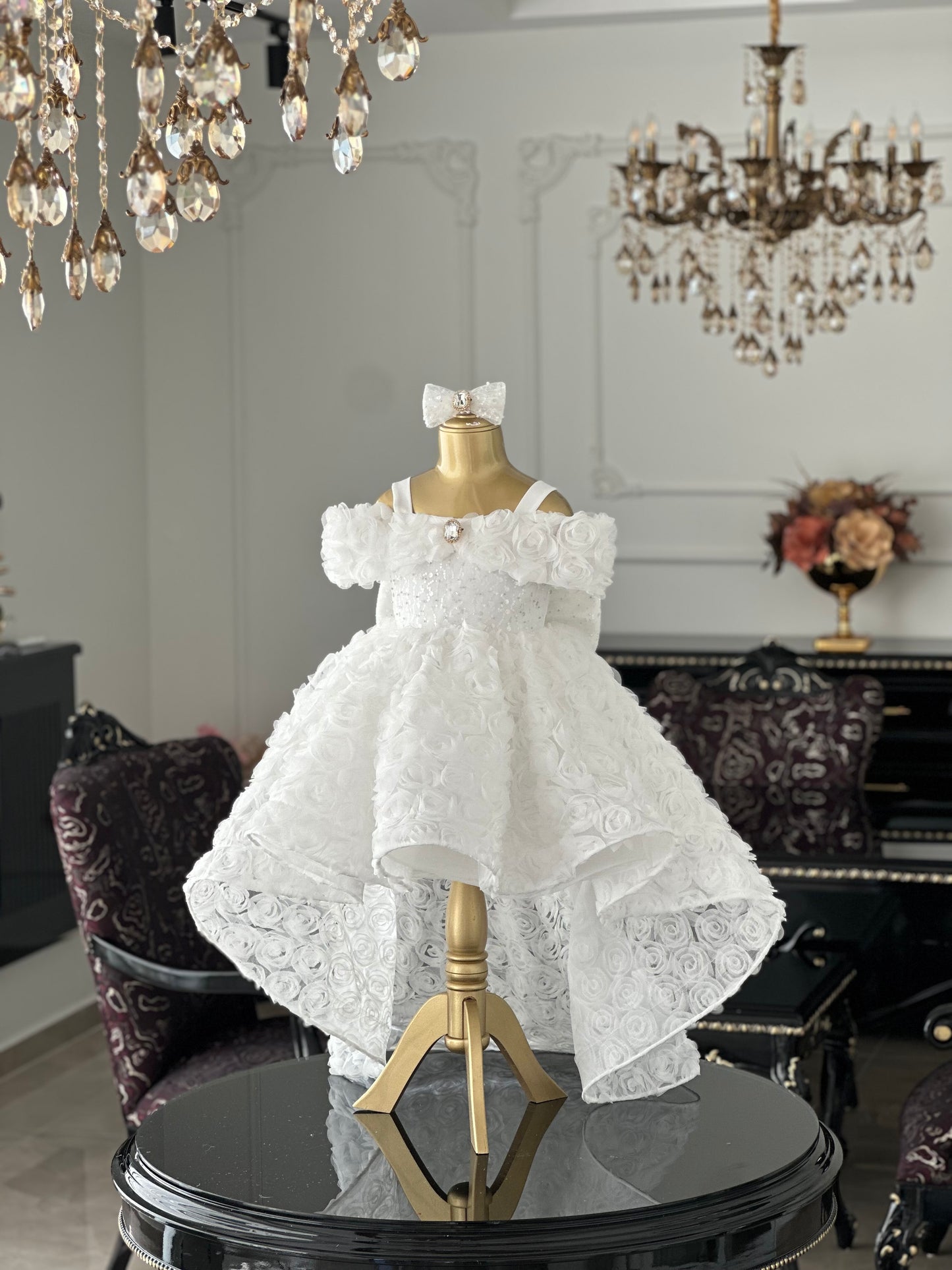 Rose Kuyruklu Beyaz Elizabeth Elbise