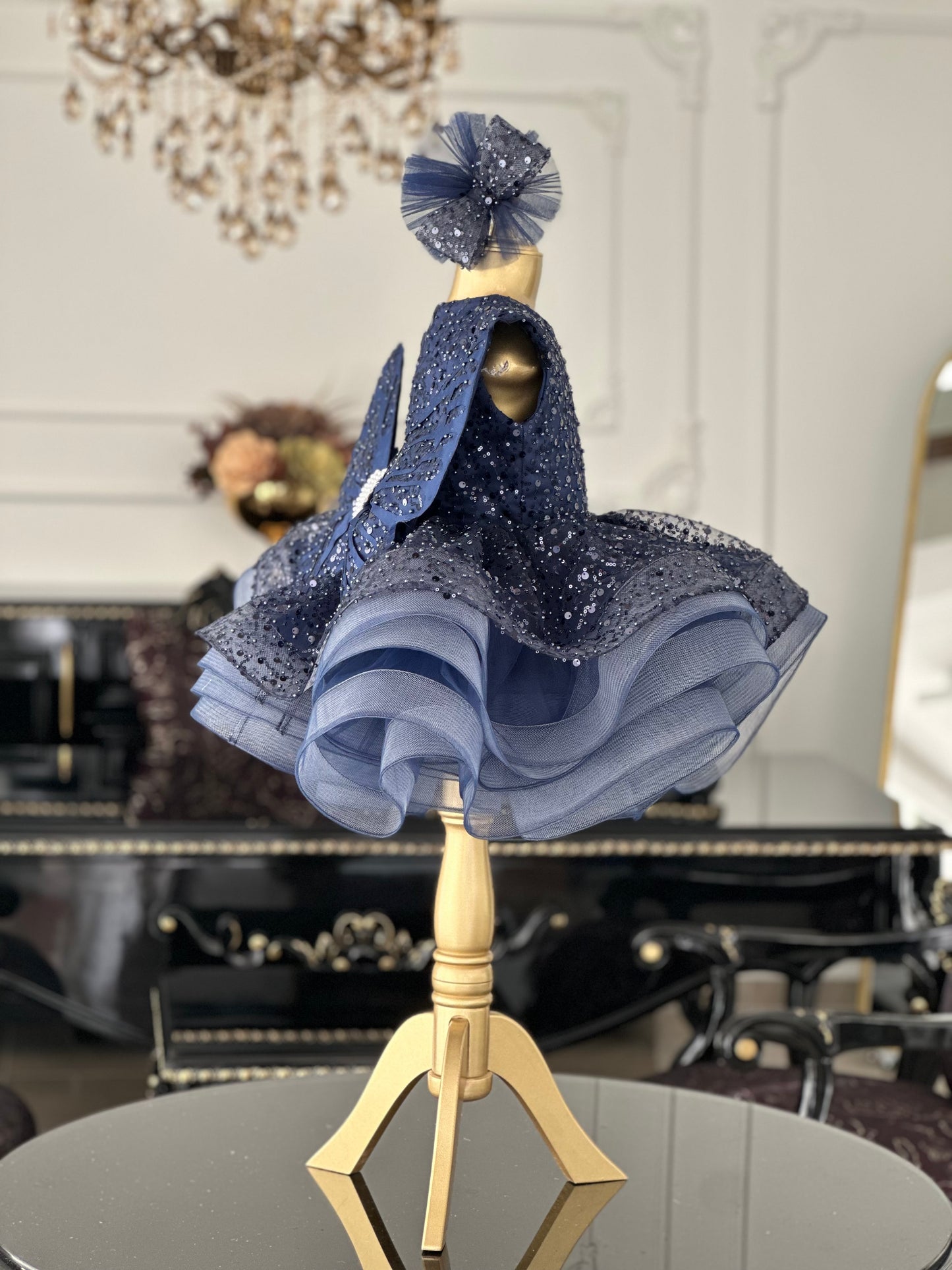 Shiny Lacivert Kelebek Elbise