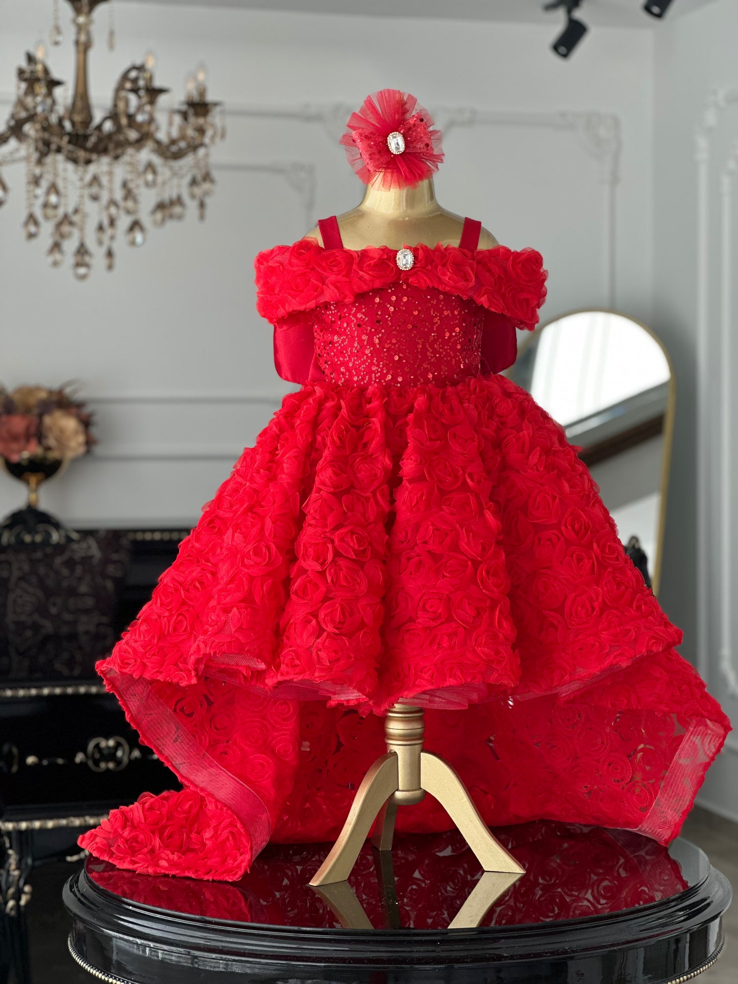 Rose Kuyruklu Kırmızı Elizabeth Elbise