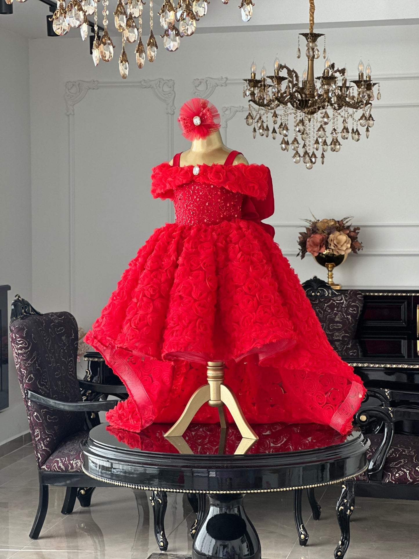 Rose Kuyruklu Kırmızı Elizabeth Elbise
