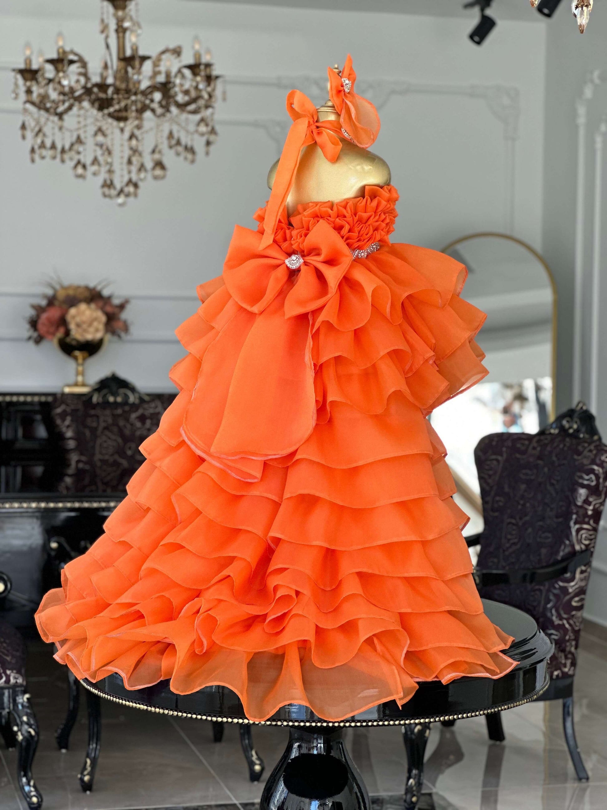 PRENSES ORANJ ABİYE ELBİSE | Aysena Tasarım | Çocuk Abiye