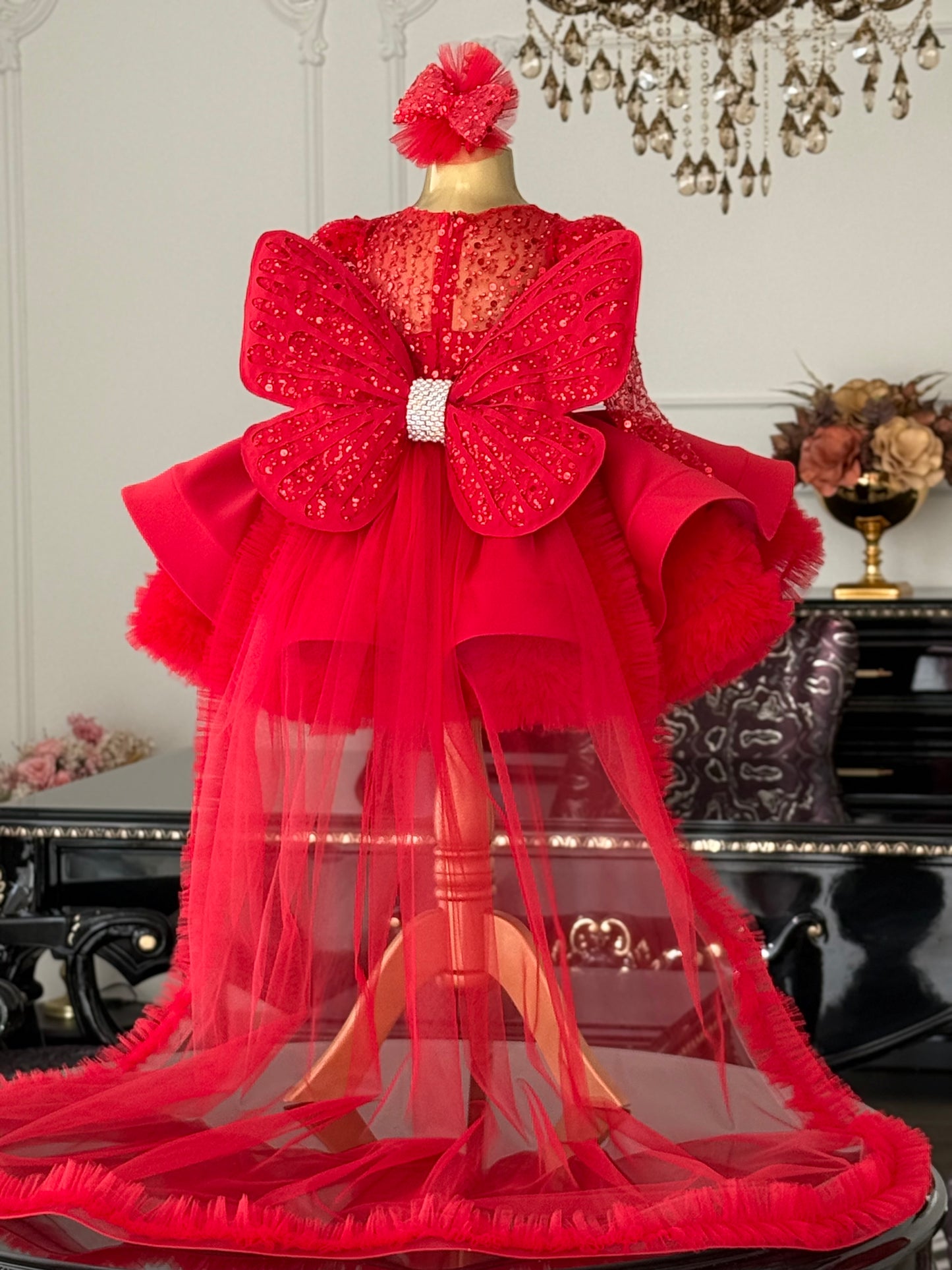 Shiny Kırmızı Kelebek Elbise