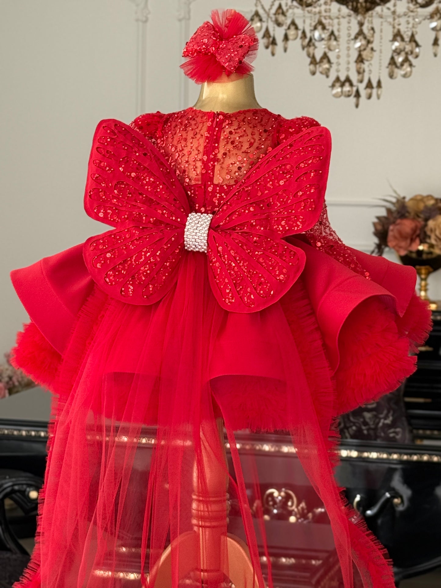 Shiny Kırmızı Kelebek Elbise