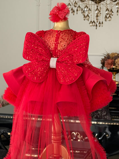 Shiny Kırmızı Kelebek Elbise