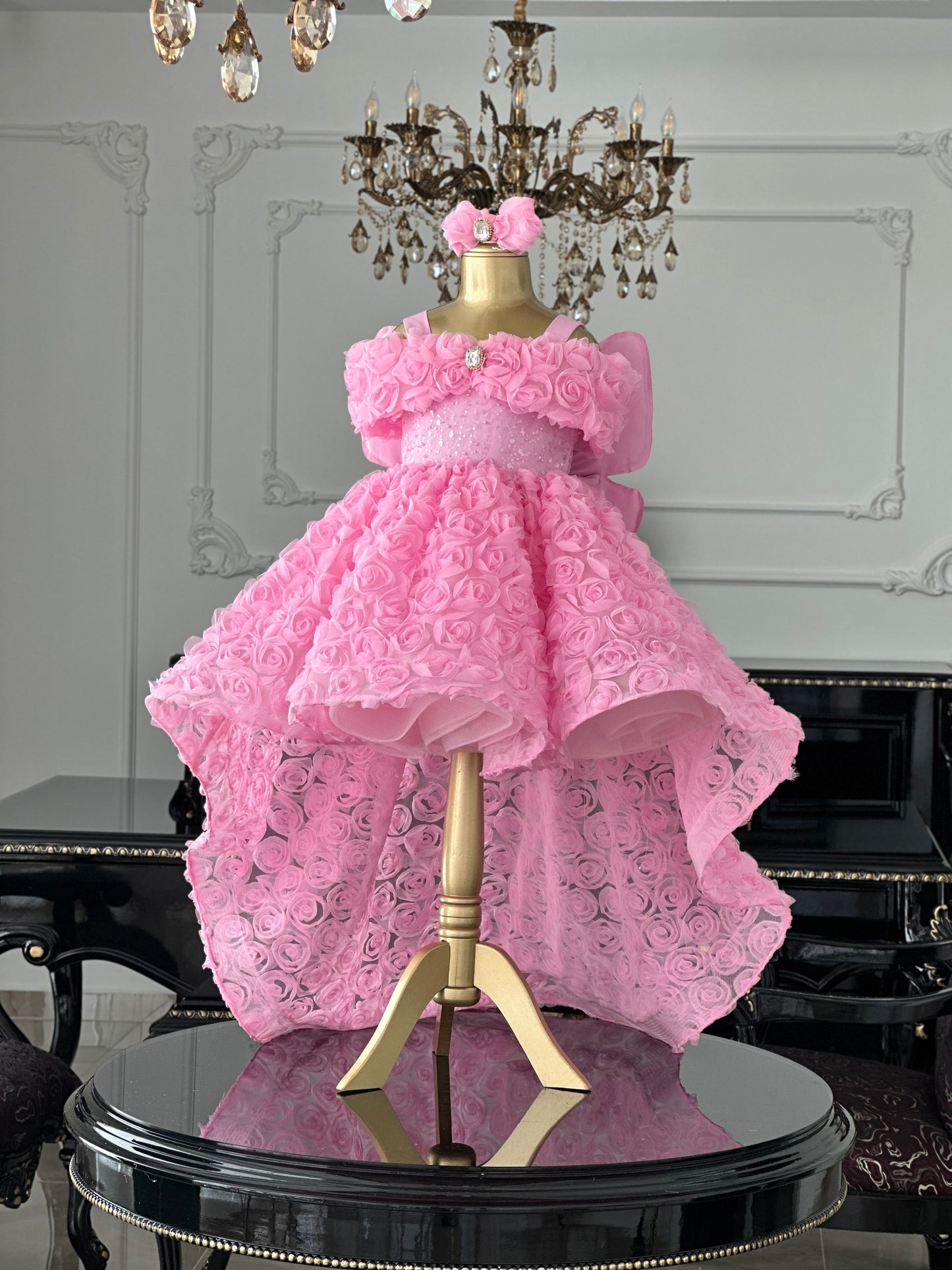 Rose Kuyruklu Şeker Pembe Elizabeth Kelebek Elbise