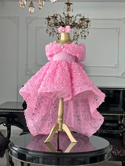 Rose Kuyruklu Şeker Pembe Elizabeth Kelebek Elbise