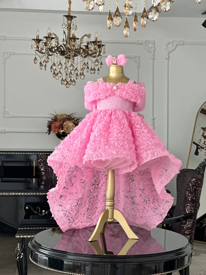 Rose Kuyruklu Şeker Pembe Elizabeth Kelebek Elbise