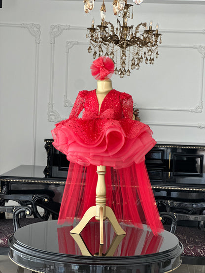 Kırmızı Diamond Abiye Elbise