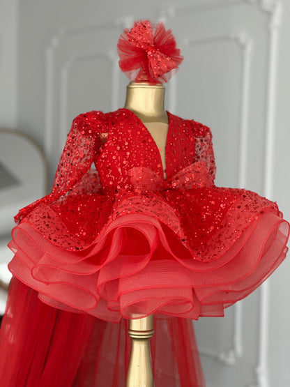 Kırmızı Diamond Abiye Elbise