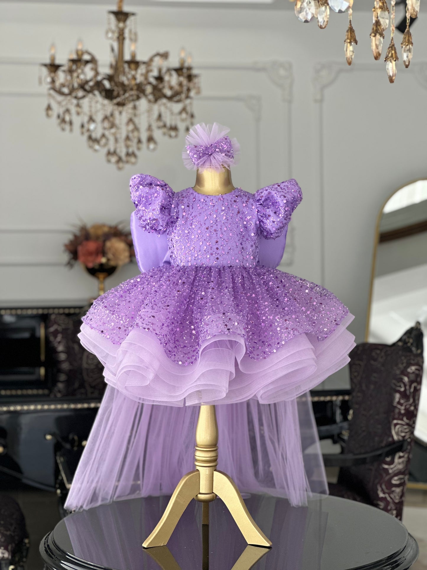 Shiny Lila Kelebek Elbise