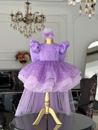 Shiny Lila Kelebek Elbise