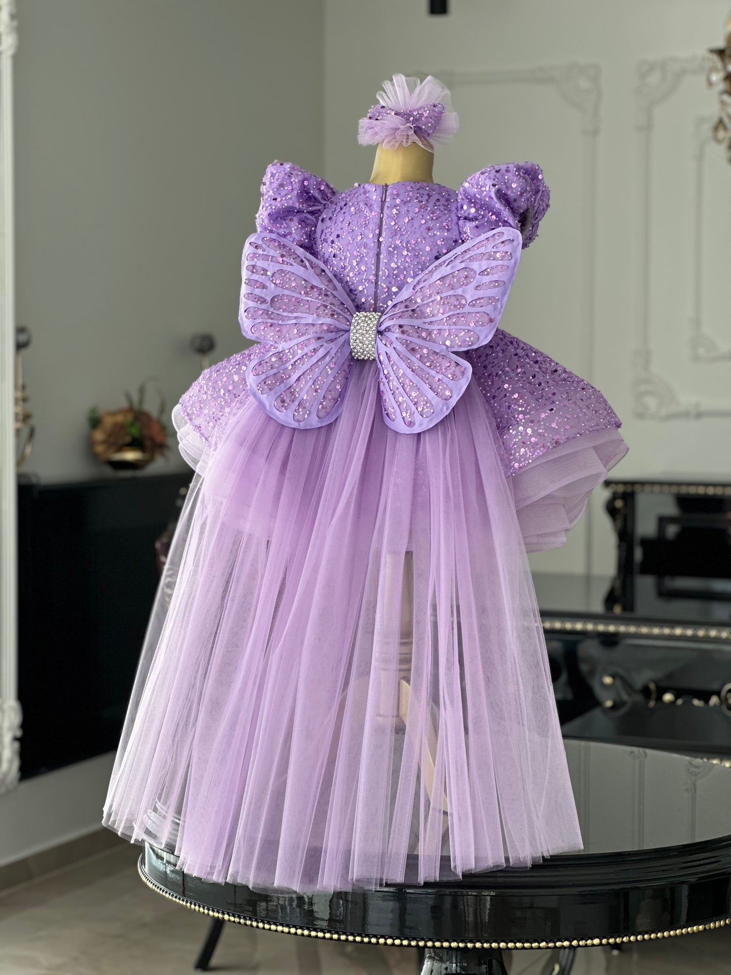 Shiny Lila Kelebek Elbise