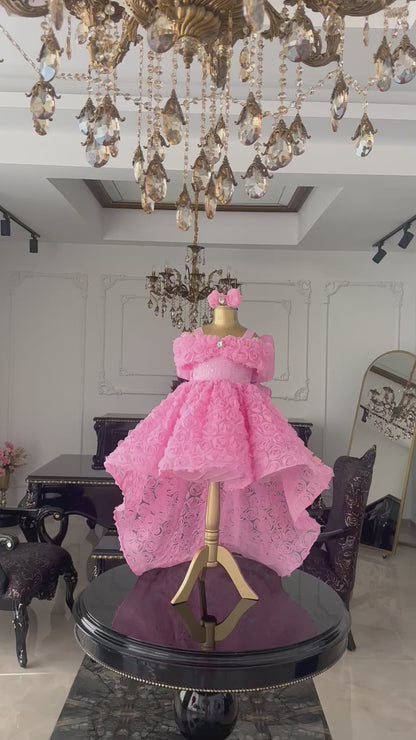 Rose Kuyruklu Şeker Pembe Elizabeth Kelebek Elbise