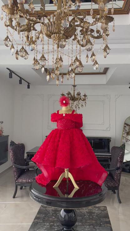 Rose Kuyruklu Kırmızı Elizabeth Elbise