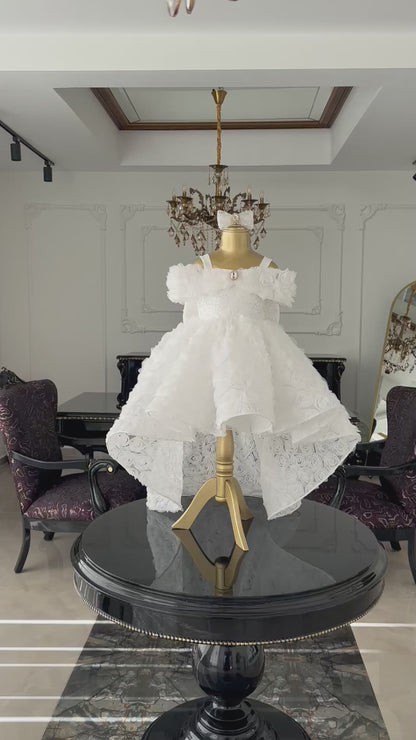 Rose Kuyruklu Beyaz Elizabeth Elbise