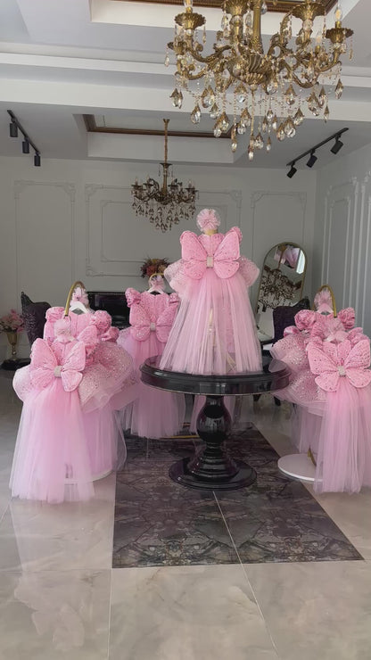 Shiny Tatlı Pembe Kelebek Elbise